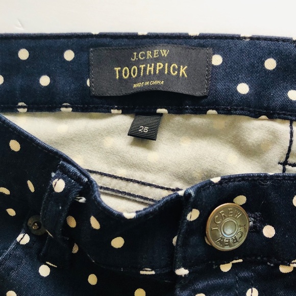 J. Crew Toothpick Polkadot skinny Pants Jeans 25 - Picture 6 of 6